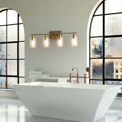 4-Light Modern Bathroom Vanity Light Fixtures w/ Clear Glass Shade 3