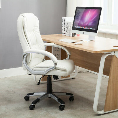 White Faux Leather Modern Executive Computer Conference Desk Office Chair 5