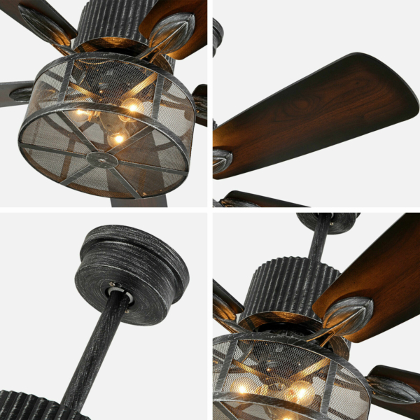 52" Ceiling Fan Light Chandelier 5 Blades 3 Speed Fan Lamp 7