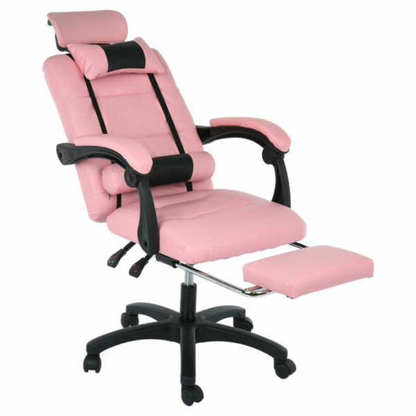 Pink PU Leather High Back Office Chair 2