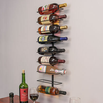 Wall Mounted 9 Bottle Wine Rack Display Simple Storage Space Saving