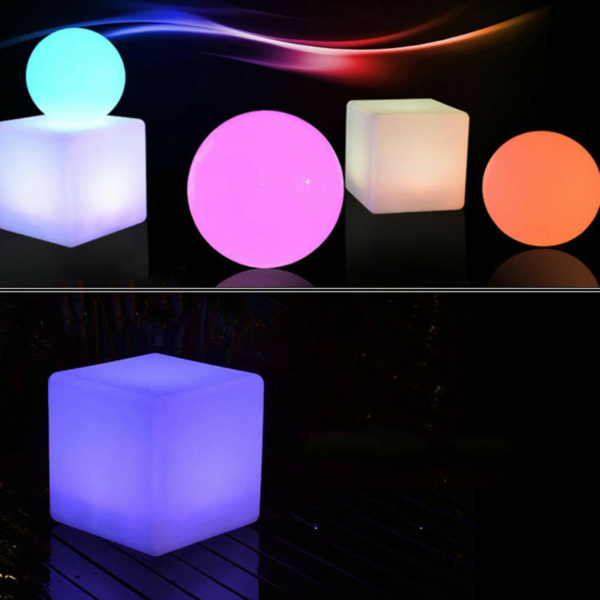 LED Cube Stool Outdoor Table Chair Light Seat 16 RGB Color Change Waterproof 1