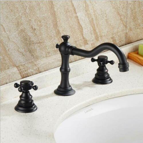 Widespread Bathroom Sink Faucet 3 Holes Two Handles Oil Rubbed Bronze 3
