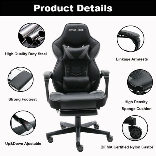 Gaming Recliner Office Desk High-Back Swivel Chair With PU Leather 9