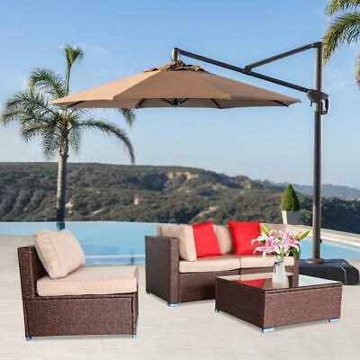 4 PCS Patio Furniture Couch Wicker RattanSectional Sofa Table Set /w Cushions 7