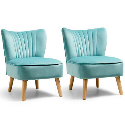 2 Piece Living Room Armless Accent Chair Velvet Leisure Sofa Upholstered Green 5