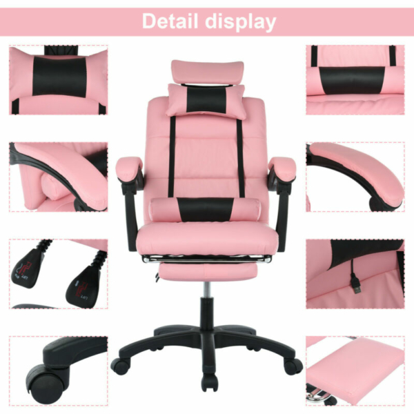 Pink PU Leather High Back Office Chair 5