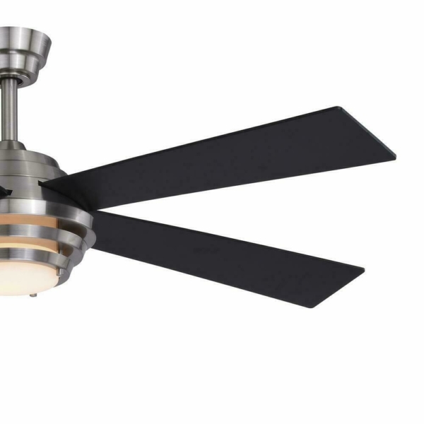 52" Brushed Nickel Industrial Indoor LED Ceiling Fan White Frosted Bowl Light 5