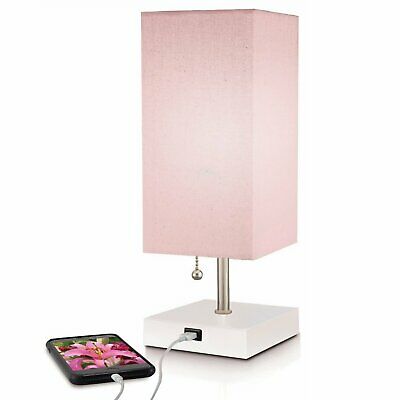 Modern Pink Table Lamp with Quick charge USB Port