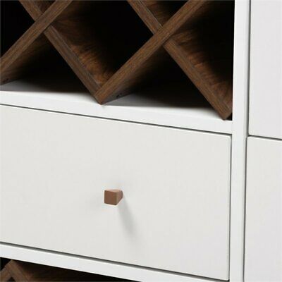 Baxton Studio Savino Wood Wine Cabinet in White and Walnut 7
