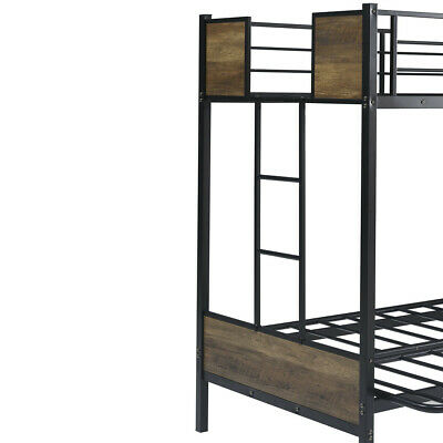Metal Twin Size Full Bunk Bed Frame With Guardrails Ladder 10