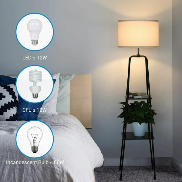 DEWENWILS Modern Floor Lamp with Shelves Standing Storage Lamp for Living Room 4