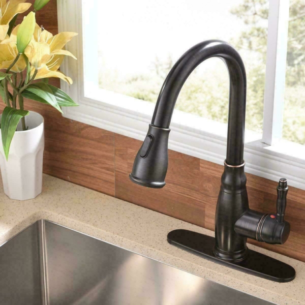 Kitchen Faucet Oil Rubbed Bronze Pull Out Spray Single Handle 3 Hole 8