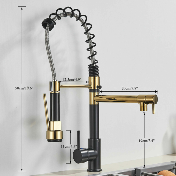 LED Kitchen Sink Faucet Pull Down Sprayer Swivel Spout Commercial Gold 3