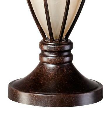 Mission Table Lamp with Nightlight Champagne Glass Brushed Iron 6