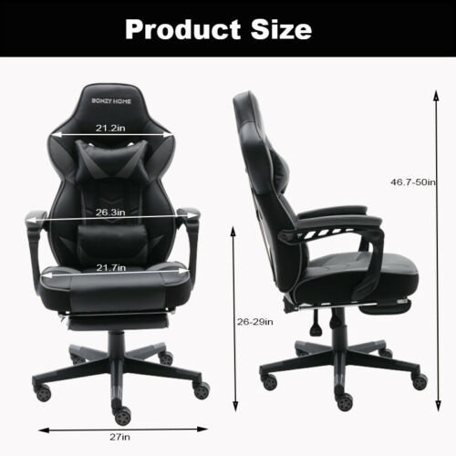 Gaming Recliner Office Desk High-Back Swivel Chair With PU Leather 8
