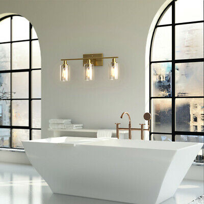 3-Light Wall Sconce Modern Bathroom Vanity Light Fixtures w/Clear Glass Shade 3