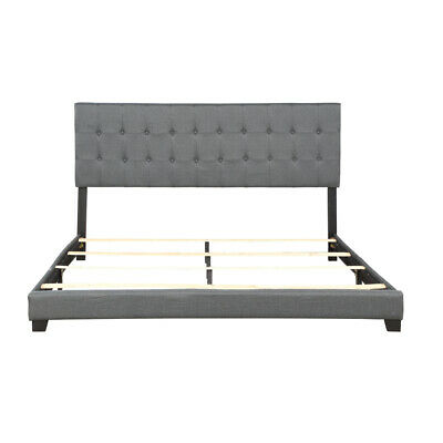 Upholstered Bed Linen Stitch Tufted Platform Bed 5
