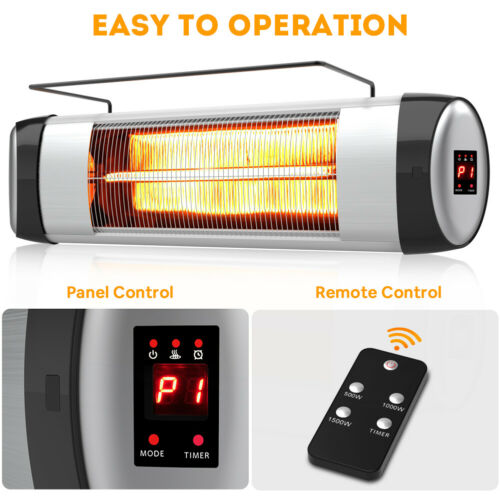 Electric Patio Heater Infrared Outdoor Heater Timer Quiet Remote Free Standing 5