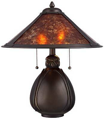 Tiffany Style Table Lamp Bronze Pottery Mica Natural 1