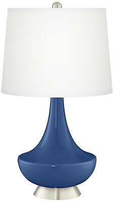 Modern Table Lamp Monaco Blue Glass White Shade for Living Room Bedroom Bedside 2