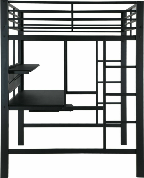 Modern Adult & Teen Heavy Duty Metal Workstation Loft Bunk Bed Full Size - Black 6
