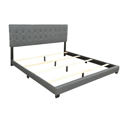 Upholstered Bed Linen Stitch Tufted Platform Bed 10
