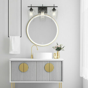 3-Light Wall Sconce Modern Bathroom Vanity Light Fixtures w/ Clear Glass Shade