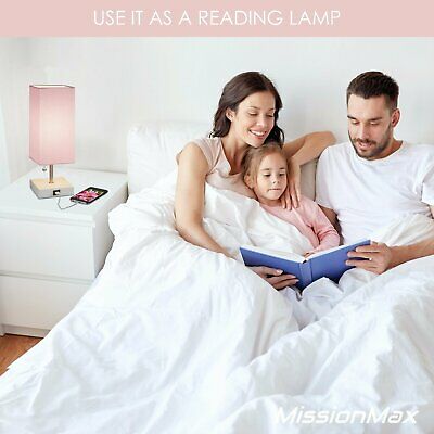 Modern Pink Table Lamp with Quick charge USB Port 3