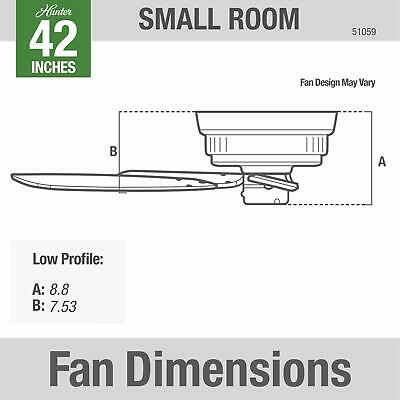 42" Hunter Low Profile -Flush Mount Indoor Ceiling Fan - 5 - Grey 2