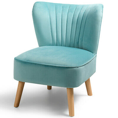 2 Piece Living Room Armless Accent Chair Velvet Leisure Sofa Upholstered Green 6