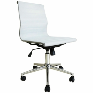 2 Piece Modern Executive Office Chair Mid back PU Leather Armless Desk Chair