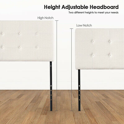 Queen & Full Size Linen Fabric Upholstered Headboard Height Adjustable Beige 6