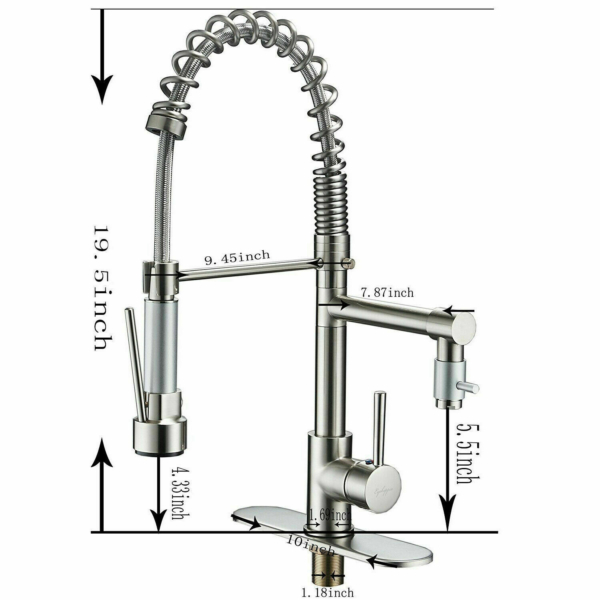 Brushed Nickel Kitchen Sink Faucet Pull Down Sprayer Mixer Tap + 10' 'Cover 3