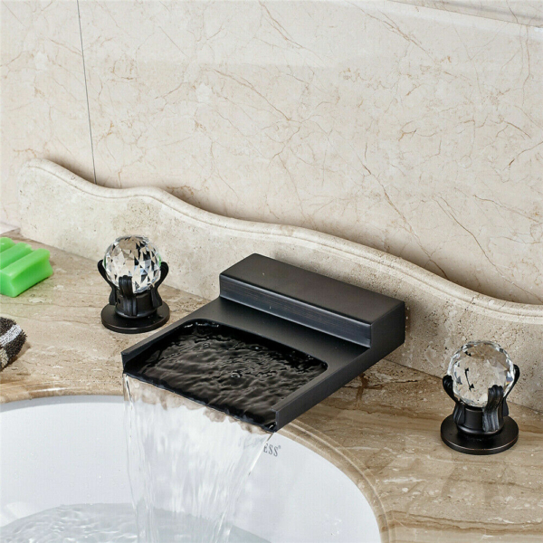 8-16" Widespread Bathroom Sink Faucet Oil Rubbed Bronze 3 holes Basin Mixer 4