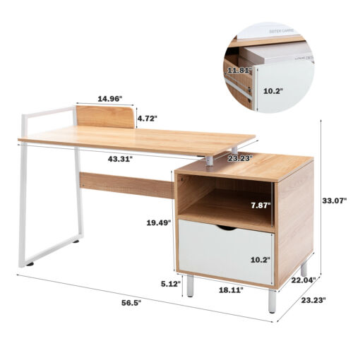 Wood Computer Desk Home Office Workstation With Drawer 3