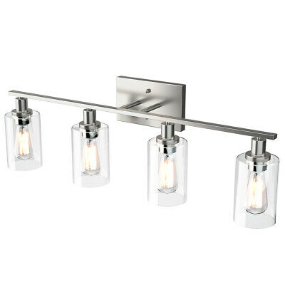 31" Costway 4-Light Wall Sconce Bathroom Decor Vanity Light Fixtures w/ Clear Glass Shades 1