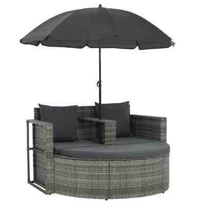 Patio Sofa Set w/ Parasol Poly Rattan Outdoor Sun Day Bed Lounge Garden 5