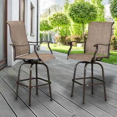 Outdoor Patio Textilene Swivel Bar Stools High Bistro Chairs Table Furniture Set 2