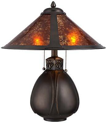 Tiffany Style Table Lamp Bronze Pottery Mica Natural 4