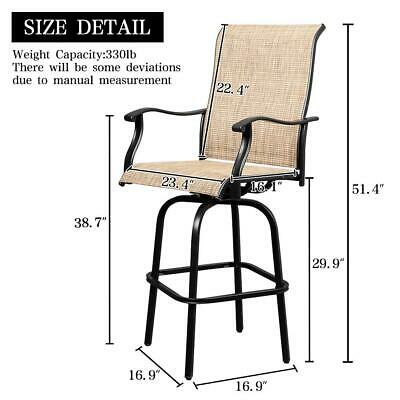 Outdoor Patio Textilene Swivel Bar Stools High Bistro Chairs Table Furniture Set 4