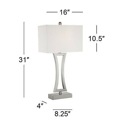 Modern Table Lamps Set of 2 Brushed Steel 6