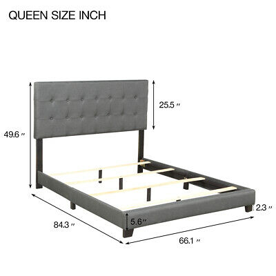 Upholstered Bed Linen Stitch Tufted Platform Bed 8