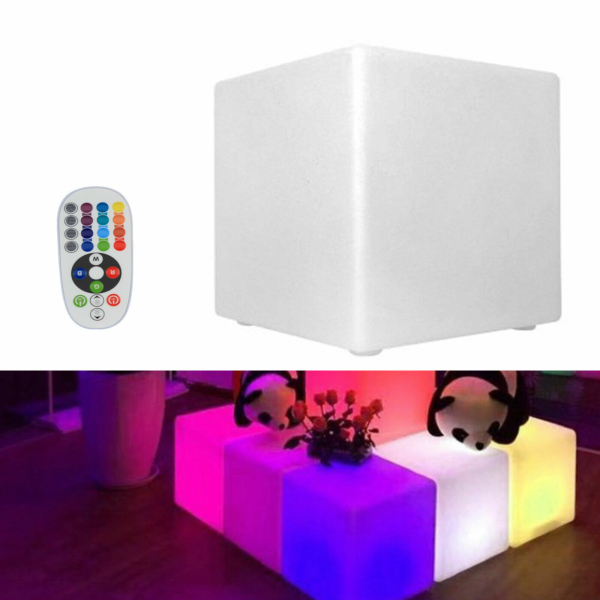 LED Cube Stool Outdoor Table Chair Light Seat 16 RGB Color Change Waterproof 2
