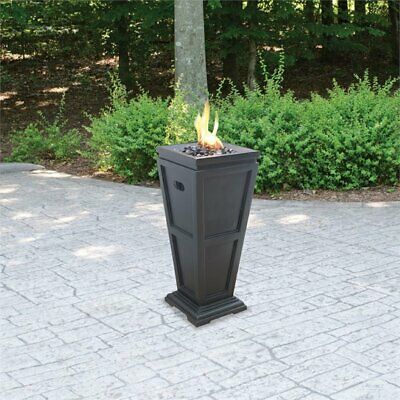 27.5" Uniflame Large LP Gas Stainless Steel Patio Fire Column in Slate 1