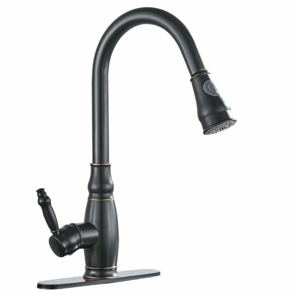Kitchen Faucet Oil Rubbed Bronze Pull Out Spray Single Handle 3 Hole 1