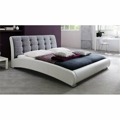 Atlin Designs Upholstered King Leather Tufted Bed in White