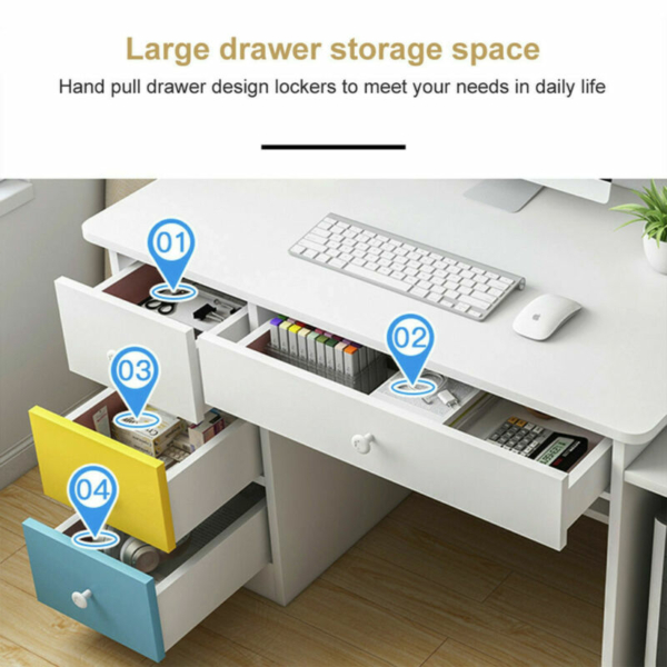 Computer Desk Home Office Study PC Laptop Table Workstation Book Shelf W/ Drawer 7