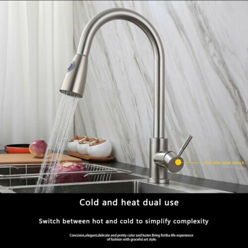 Single Handle High Arc Brushed Nickel Kitchen Sink Faucet with Pull Down Sprayer 8