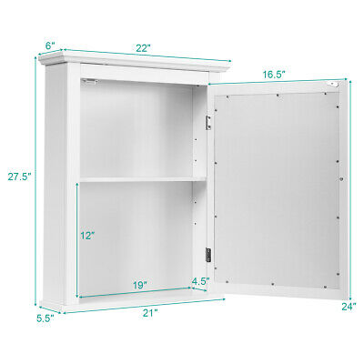 Bathroom Wall-Mounted Mirror Cabinet Adjustable Shelf Wooden Medicine Cabinet 2